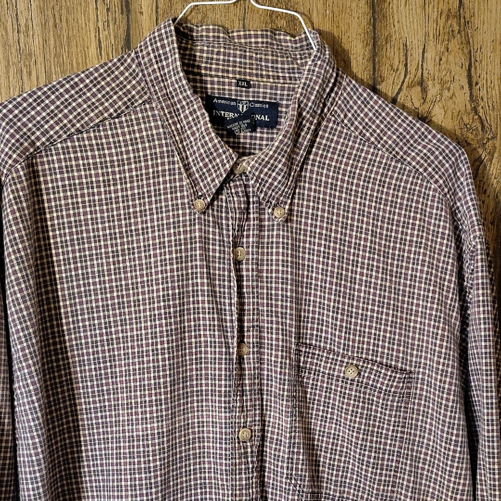 Men's Brown Plaid Button-Down Shirt